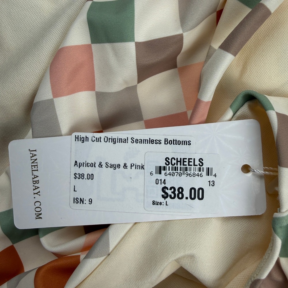 JANELA BAY High Cut Seamless Swim Bottoms Womens Large Multi Checkered - Picture 9 of 11